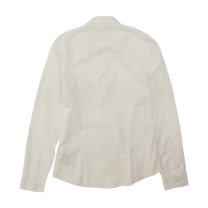 White Solid Long Sleeve Button Down