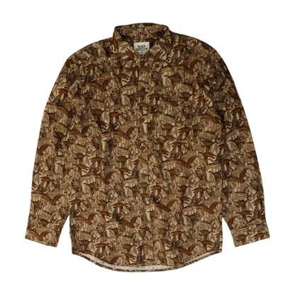 Brown Animal Print Flannel Button Down