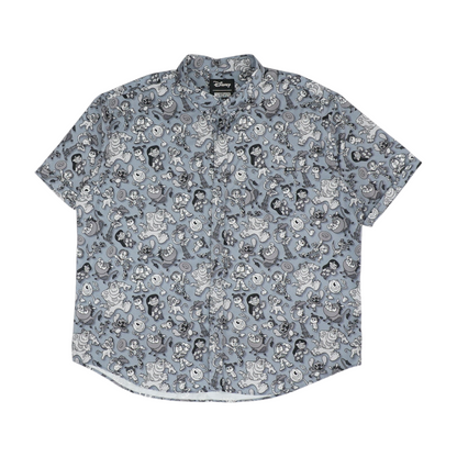Gray Graphic Short Sleeve Button Down