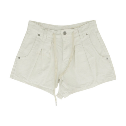 White Solid Denim Shorts