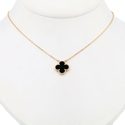 18K Yellow Gold Onyx Pendant Necklace