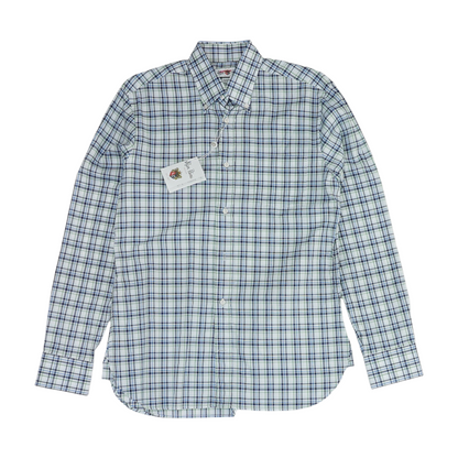 White Plaid Long Sleeve Button Down