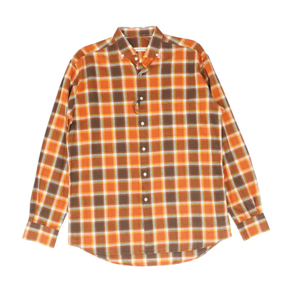 Orange Plaid Long Sleeve Button Down