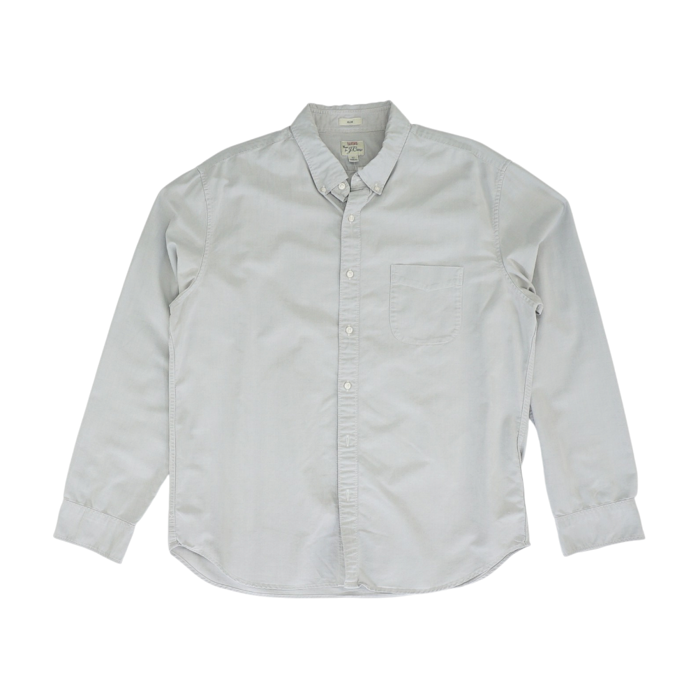 Gray Solid Long Sleeve Button Down