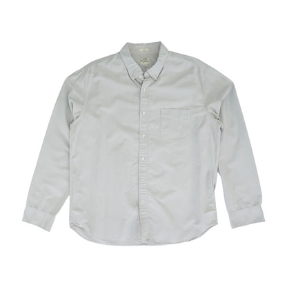Gray Solid Long Sleeve Button Down