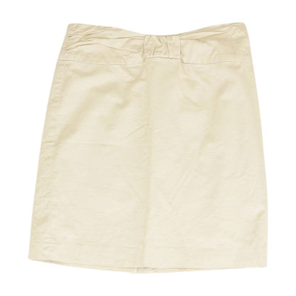 Beige Solid Midi Skirt