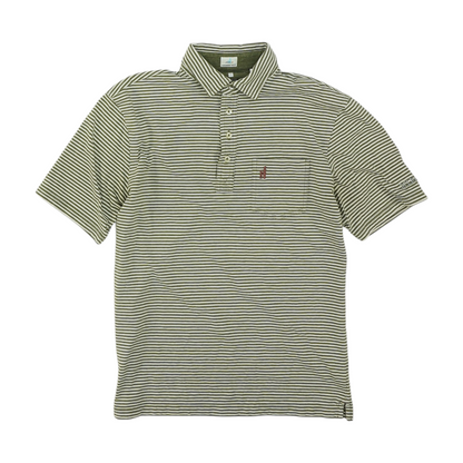 Green Striped Short Sleeve Polo