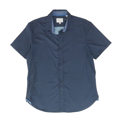 Navy Polka Dot Short Sleeve Button Down