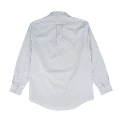 Blue Solid Long Sleeve Button Down