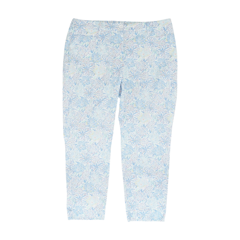 White Floral Regular Pants