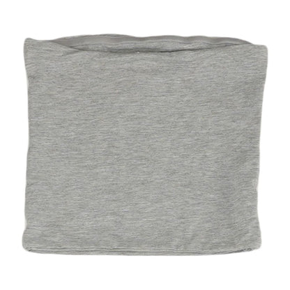 Gray Solid Cropped T-Shirt
