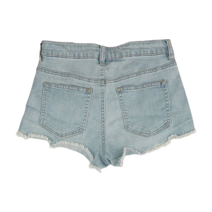 Blue Solid Denim Shorts