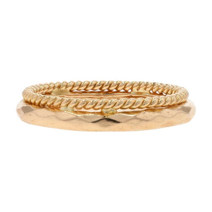 14K Gold Faceted And Rope Style Band
