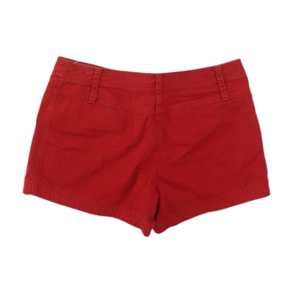 Red Solid Denim Shorts