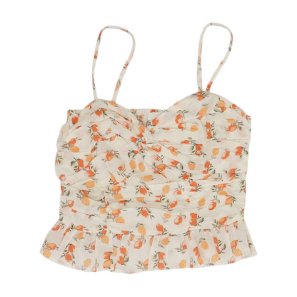 Beige Print Cropped Blouse