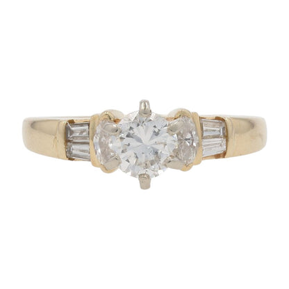 1/2 Ct 14K Gold Round Diamond Center And Accented Shank Engagement Ring