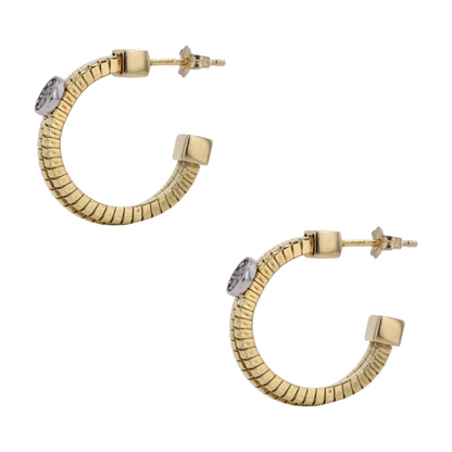 8K Two-Tone Gold Diamond Hoop Earrings