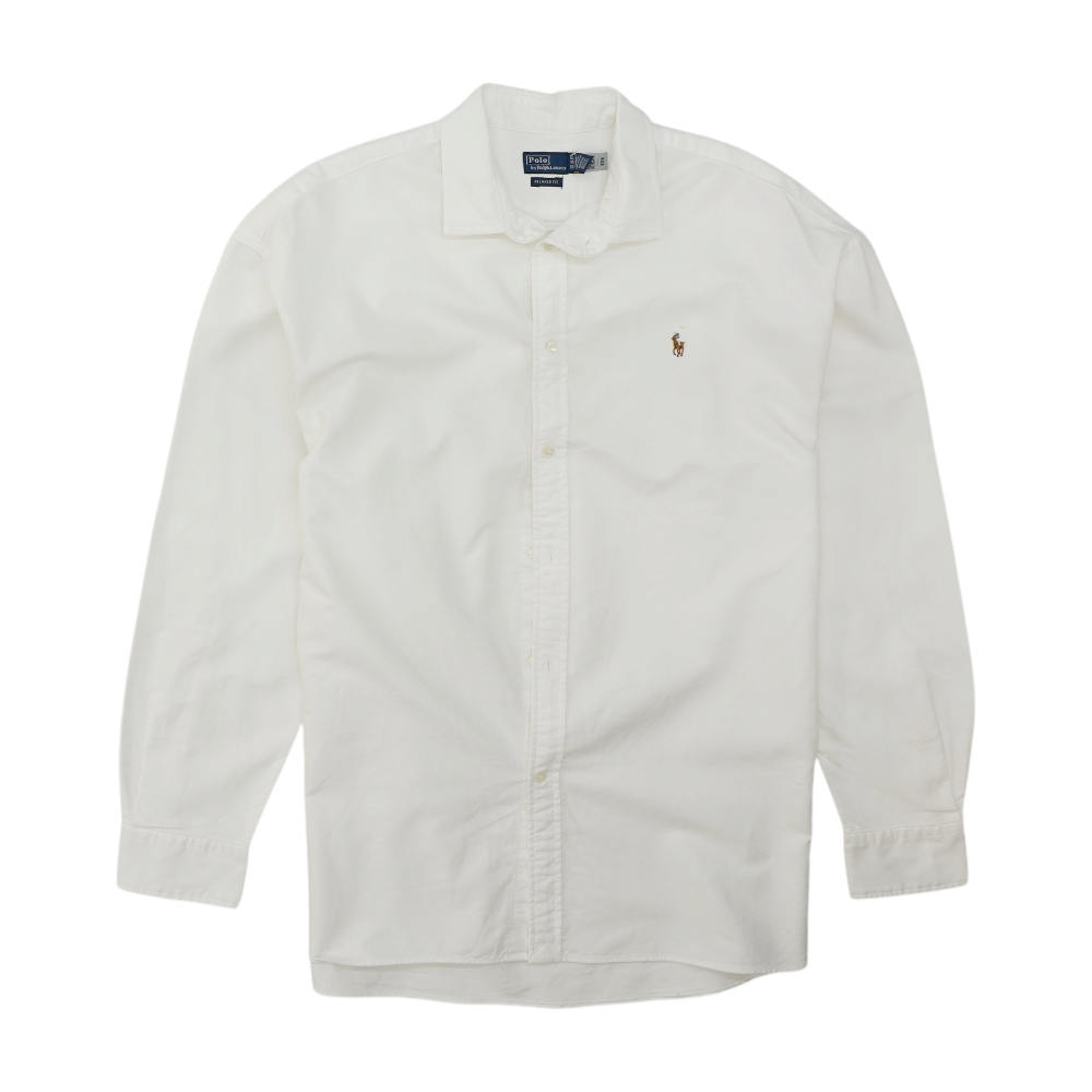 White Solid Long Sleeve Button Down