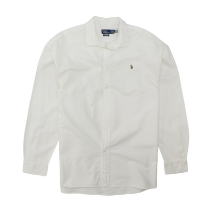 White Solid Long Sleeve Button Down