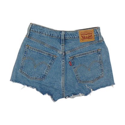 Blue Solid Denim Shorts