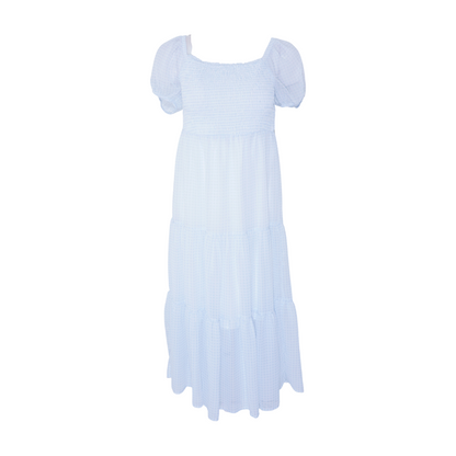 Blue Check Midi Dress