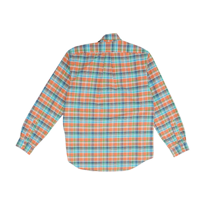 Orange Plaid Long Sleeve Button Down
