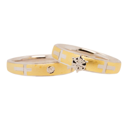 Sterling Silver Two Tone Diamond Bridal Ring Set