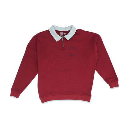 Red Solid 1/4 Zip Pullover