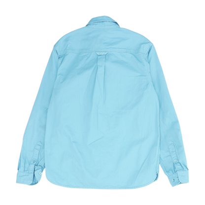 Blue Solid Long Sleeve Button Down