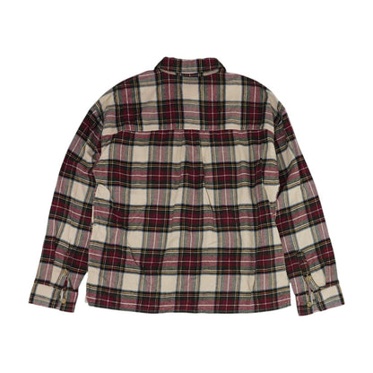 Beige Plaid Flannel Button Down