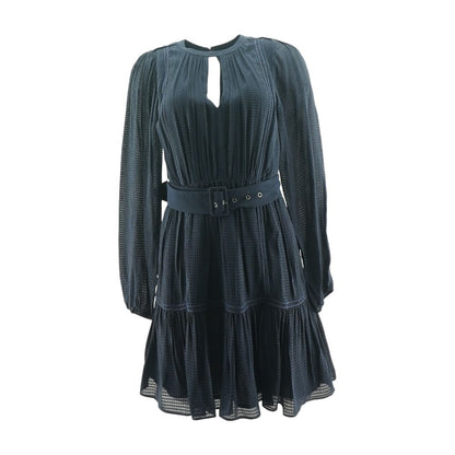 Navy Solid Midi Dress