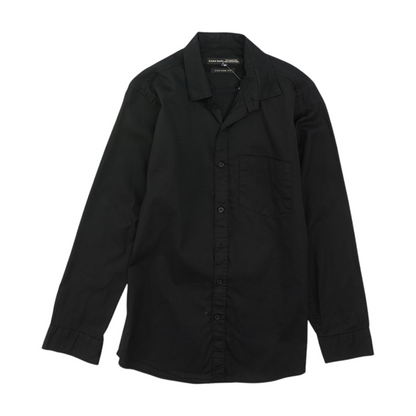 Black Solid Long Sleeve Button Down