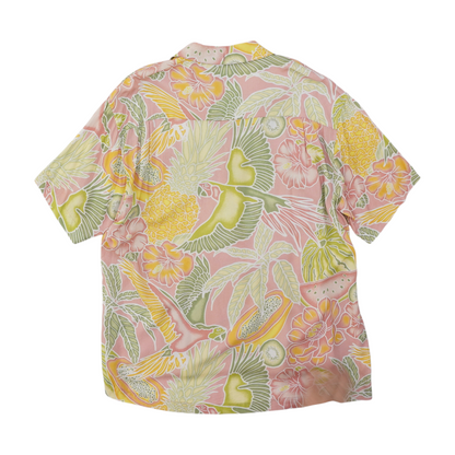 Pink Tropical Short Sleeve Button Down