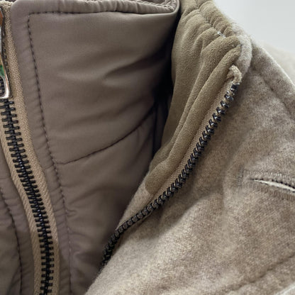 Beige Solid 100%Wool Jacket