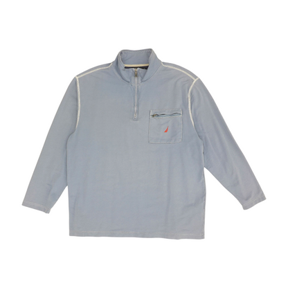 Blue Solid 1/4 Zip Pullover