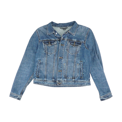Blue Solid Denim Jacket