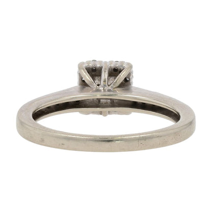 1/5 Ct 10K White Gold Princess Cut Diamond Cluster Engagement Ring