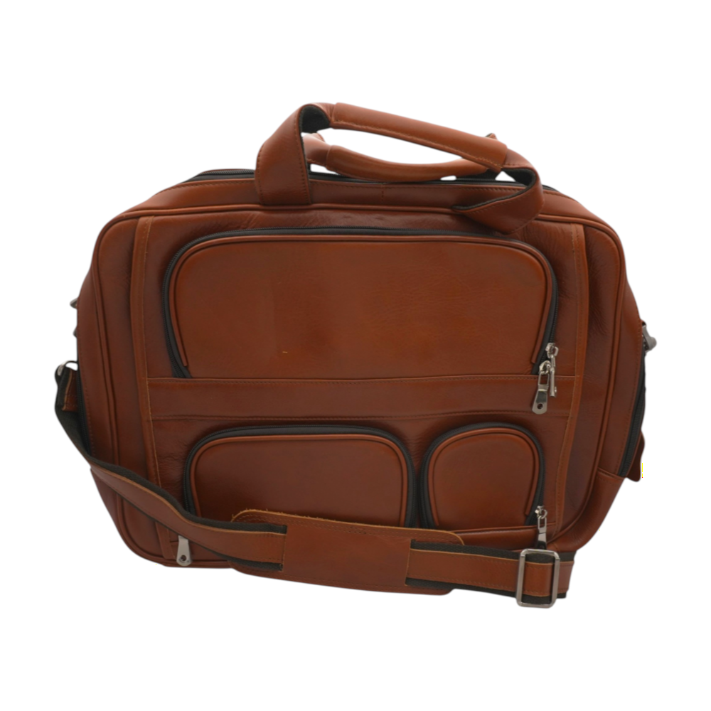 Augus Brown 19" Dual Zipper Laptop Messenger Bag Laptop Bag – Image 1