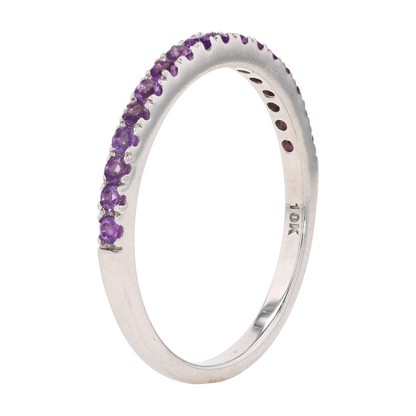 1/4 ctw 10K White Gold Amethyst Band Ring