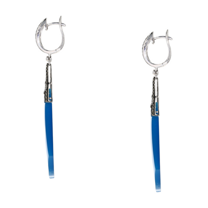 18K White Gold Chalcedony Statement Earrings