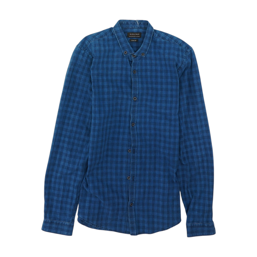 Blue Plaid Long Sleeve Button Down