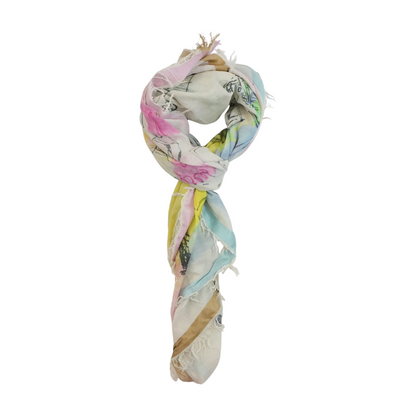 Multi Print Cotton Blend Scarf