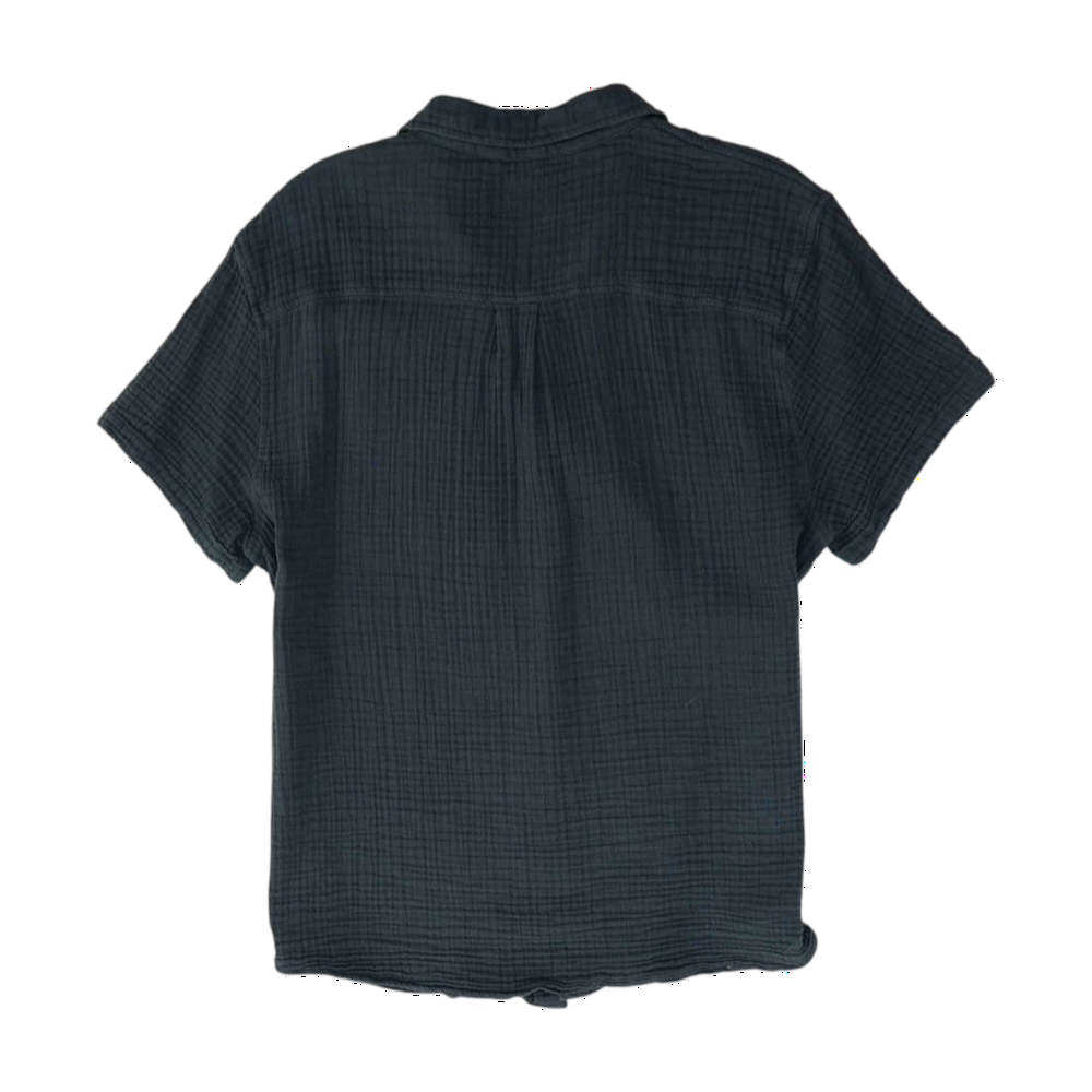 Gray Solid Short Sleeve Button Down