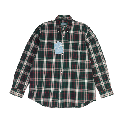 Green Plaid Long Sleeve Button Down