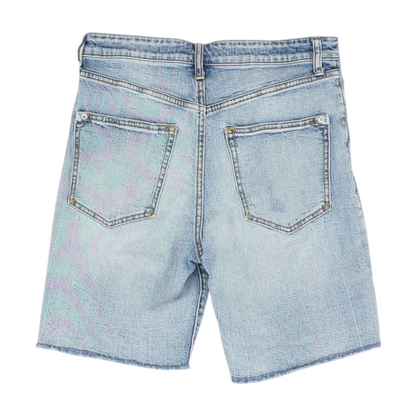 Blue Solid Denim Shorts