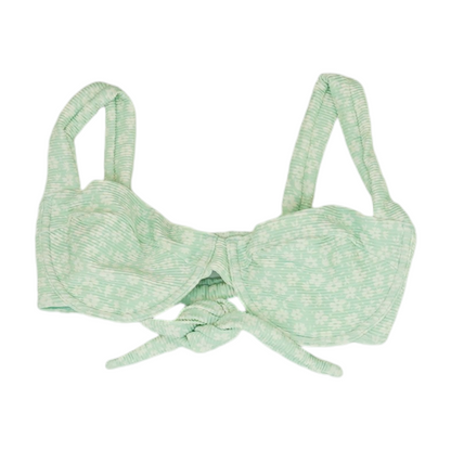 Green Floral Swim Top