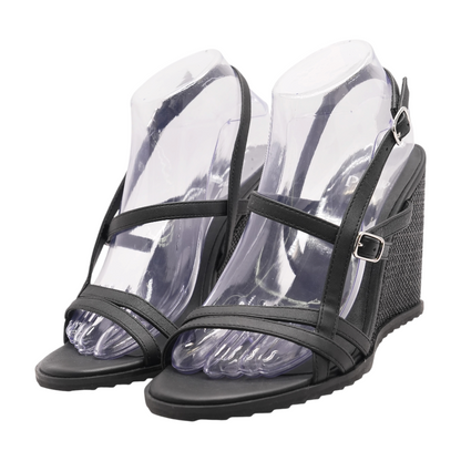 Black Wedged Sandals