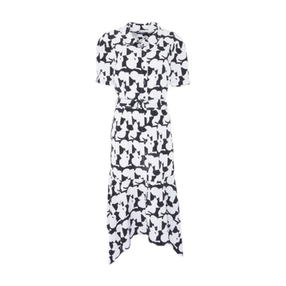 White Abstract Midi Dress