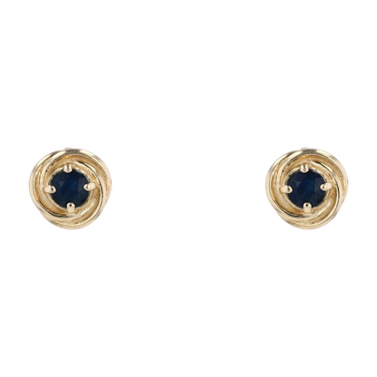 14K Yellow Gold Blue Stone Stud Earrings