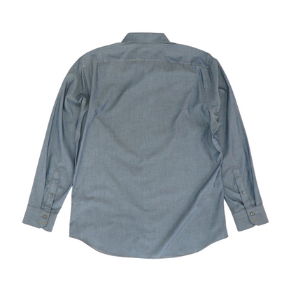 Blue Solid Long Sleeve Button Down